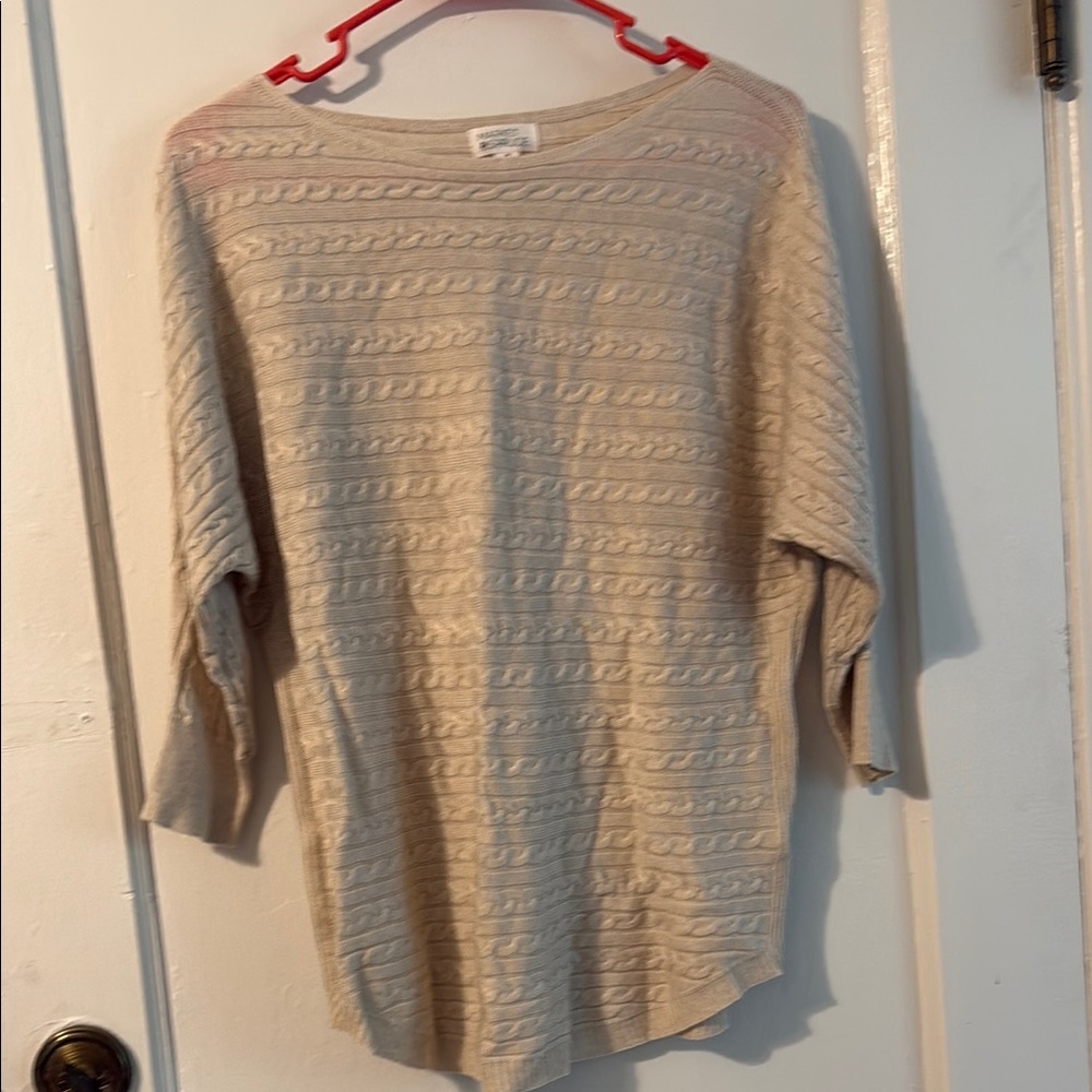 Market & Spruce Cream Crew Neck Sweater with Textured Knit